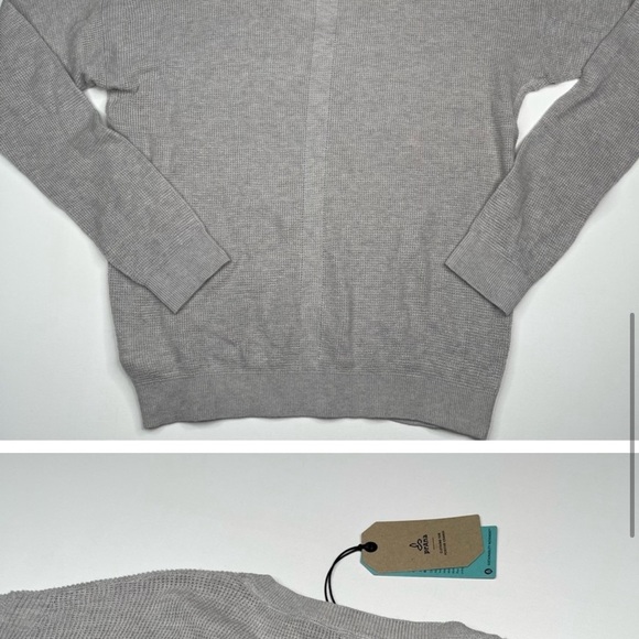 Prana Sweater Milani V Neck Waffle Grey Comfy Lounge Outdoor Hiking Gorp XL New - Picture 4 of 12